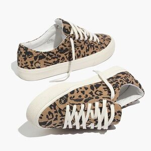 Madewell Sidewalk Low-Top Sneakers in Leopard Print Recycled Canvas S-137 Sz 8